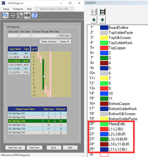Setup drill data