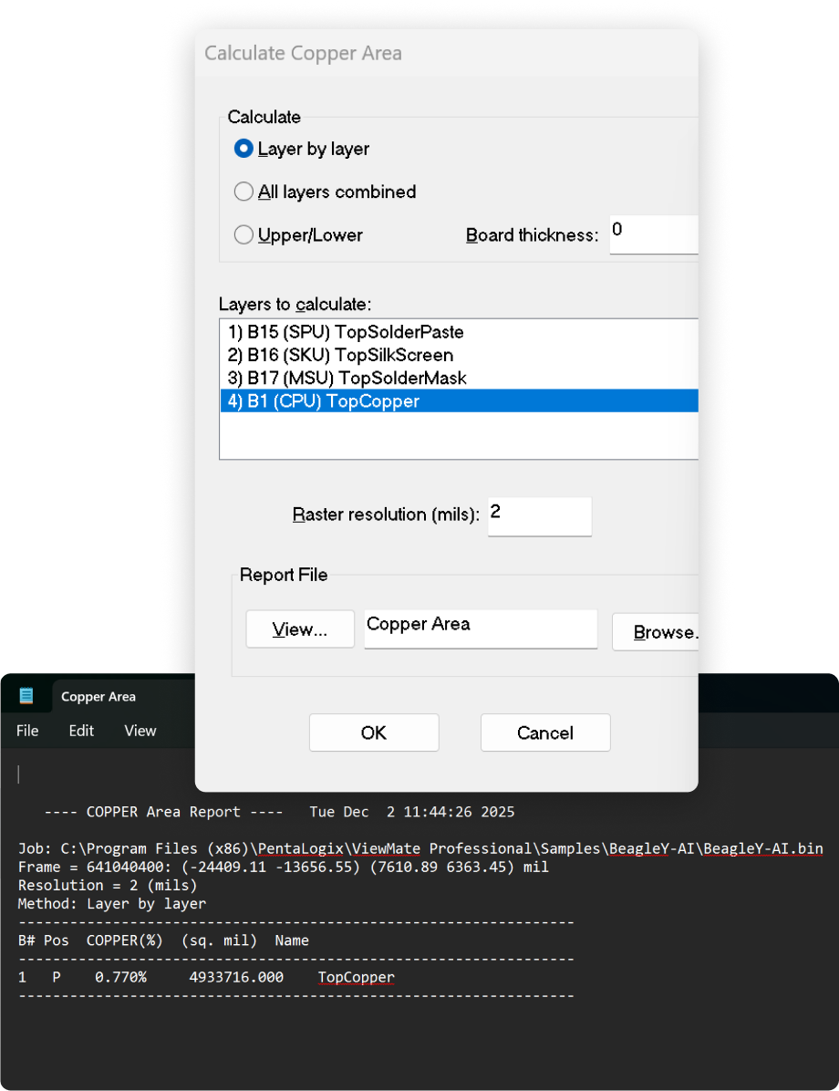 Copper area calculation